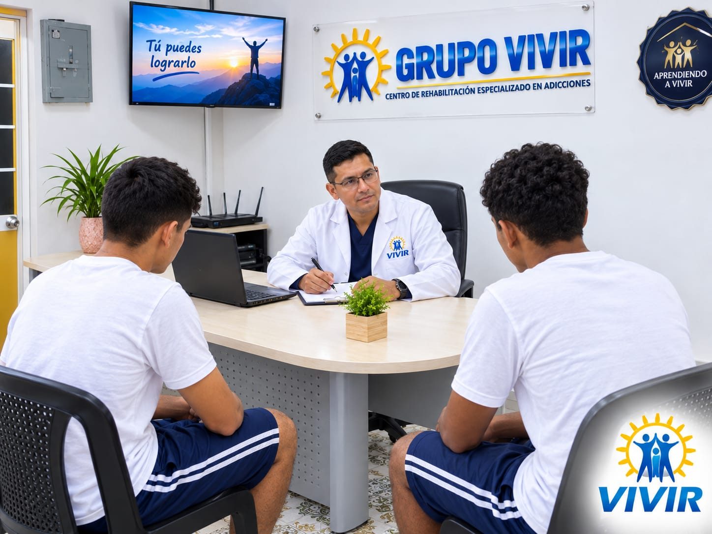 Profesional de Grupo Vivir atendiendo a pacientes